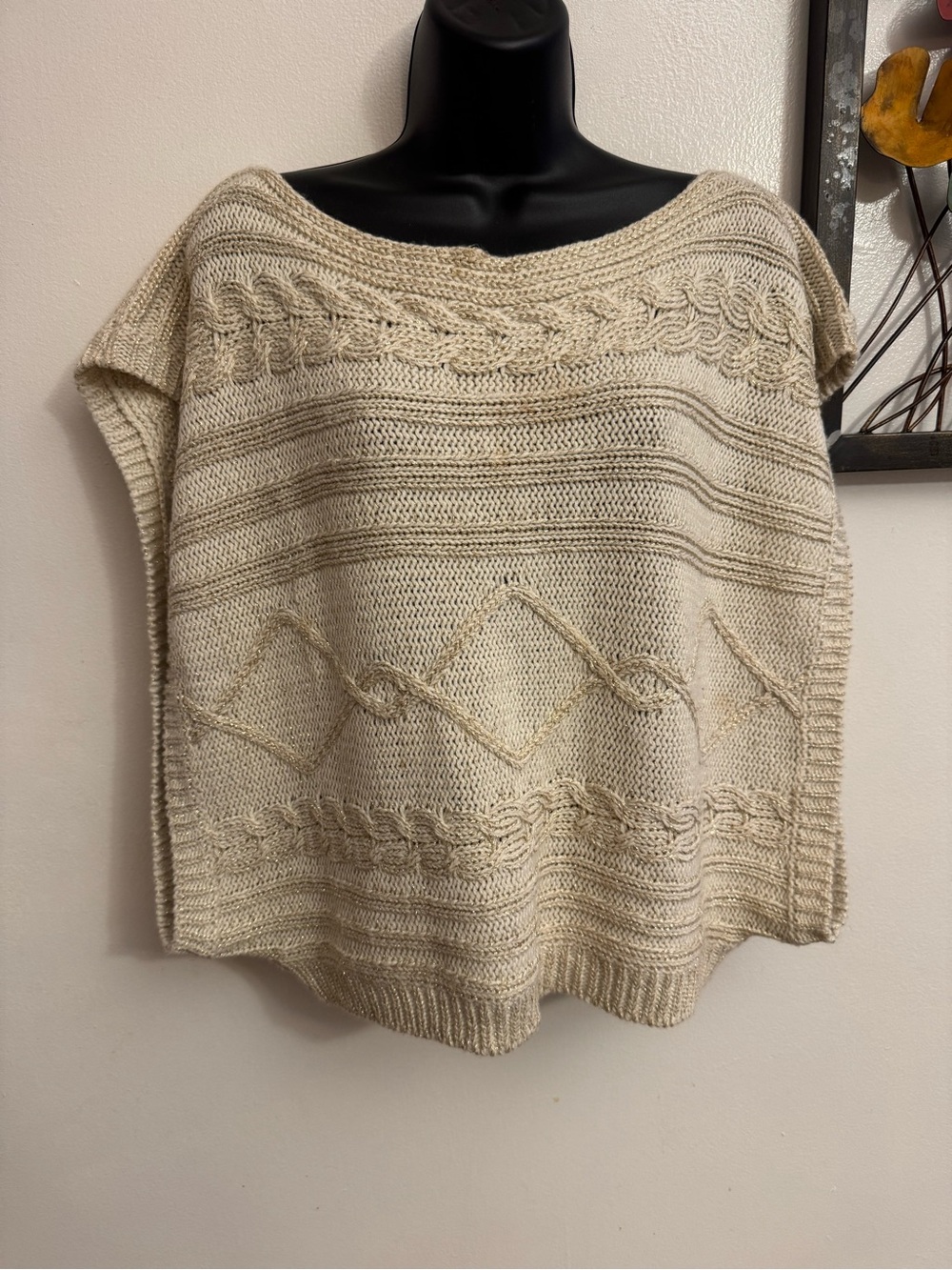 Avenue Cream Knit Off-Shoulder Cable Sweater